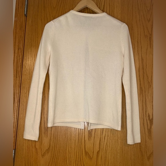Lord & Taylor cashmere classic sweater, faux crystal buttons, winter white! - Picture 2 of 5